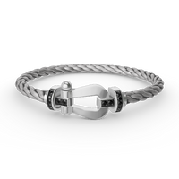 [Amore Jewels]FORCE LARGE HORSESHOE BLACK DIAMOND BRACELET SILVER