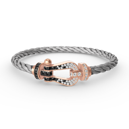 [Amore Jewels]FORCE LARGE HORSESHOE BLACK WHITE DIAMOND BRACELET ROSE GOLD