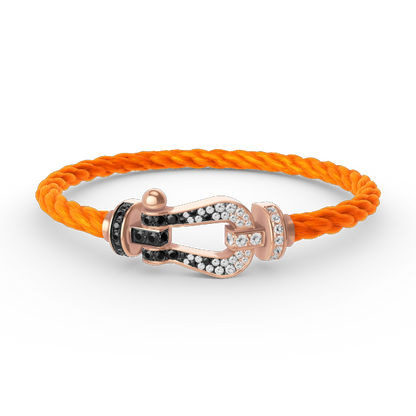 [Amore Jewels]FORCE LARGE HORSESHOE BLACK WHITE DIAMOND BRACELET ROSE GOLD