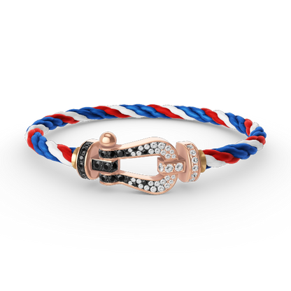 [Amore Jewels]FORCE LARGE HORSESHOE BLACK WHITE DIAMOND BRACELET ROSE GOLD