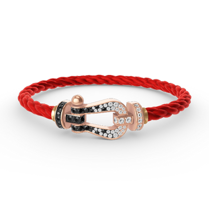[Amore Jewels]FORCE LARGE HORSESHOE BLACK WHITE DIAMOND BRACELET ROSE GOLD