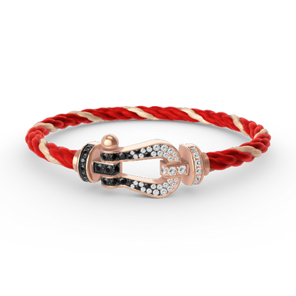 [Amore Jewels]FORCE LARGE HORSESHOE BLACK WHITE DIAMOND BRACELET ROSE GOLD
