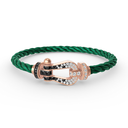 [Amore Jewels]FORCE LARGE HORSESHOE BLACK WHITE DIAMOND BRACELET ROSE GOLD