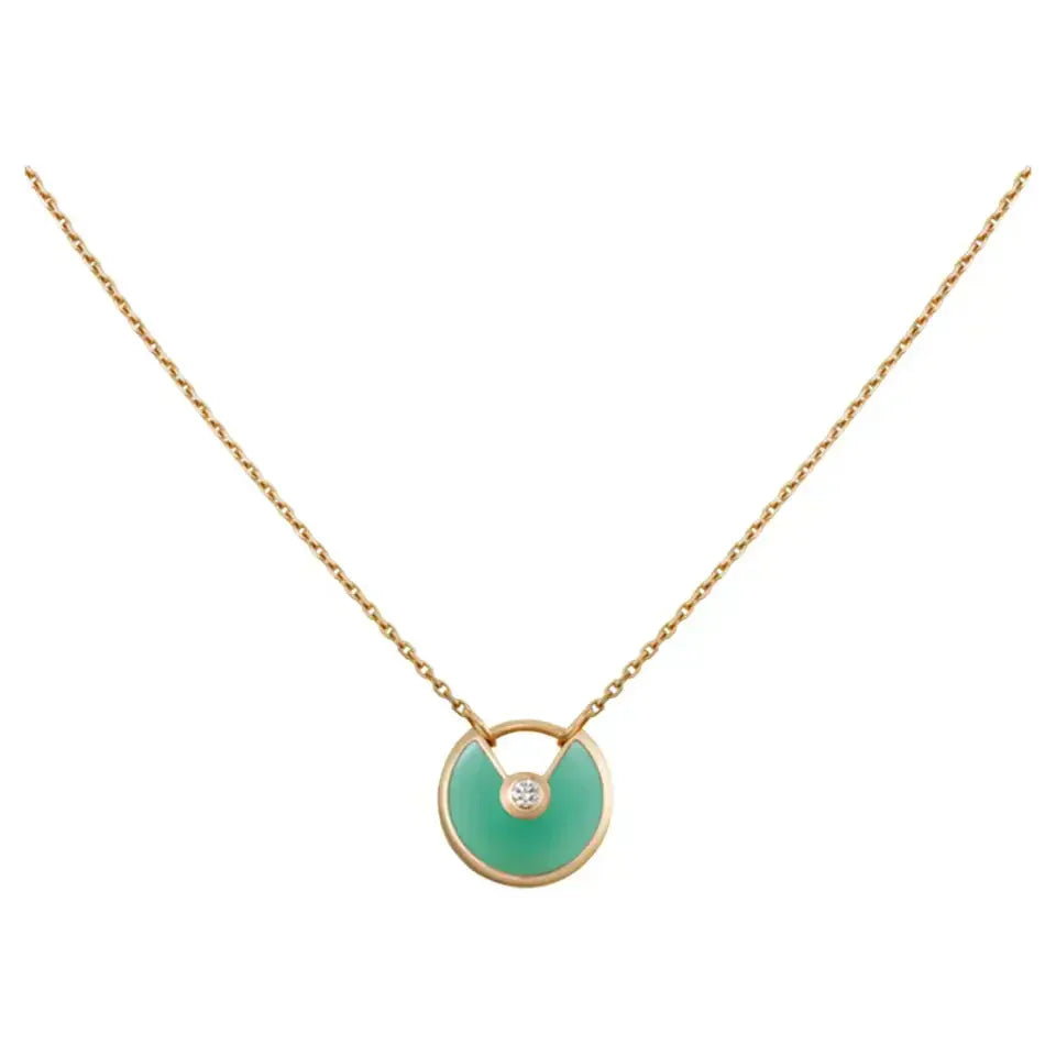 [Amore Jewels]AMULETTE GOLD MALACHITE NECKLACE