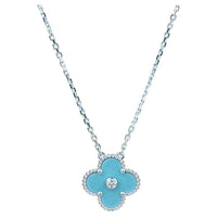 [Amore Jewels]CLOVER 15MM DIAMOND SVRES PORCELAIN  NECKLACE SILVER