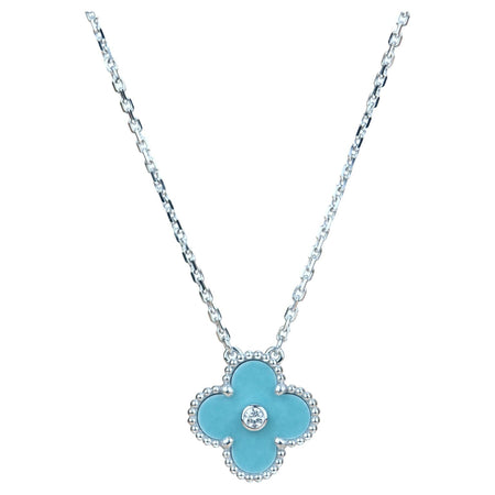 [Amore Jewels]CLOVER 15MM DIAMOND SVRES PORCELAIN  NECKLACE SILVER