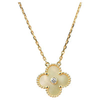 [Amore Jewels]CLOVER 15MM DIAMOND GOLD MOTHER OF PEARL NECKLACE