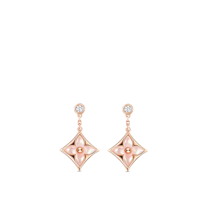 [Amore Jewels]DOUBLE STAR PINK GOLD MOP DROP EARRINGS