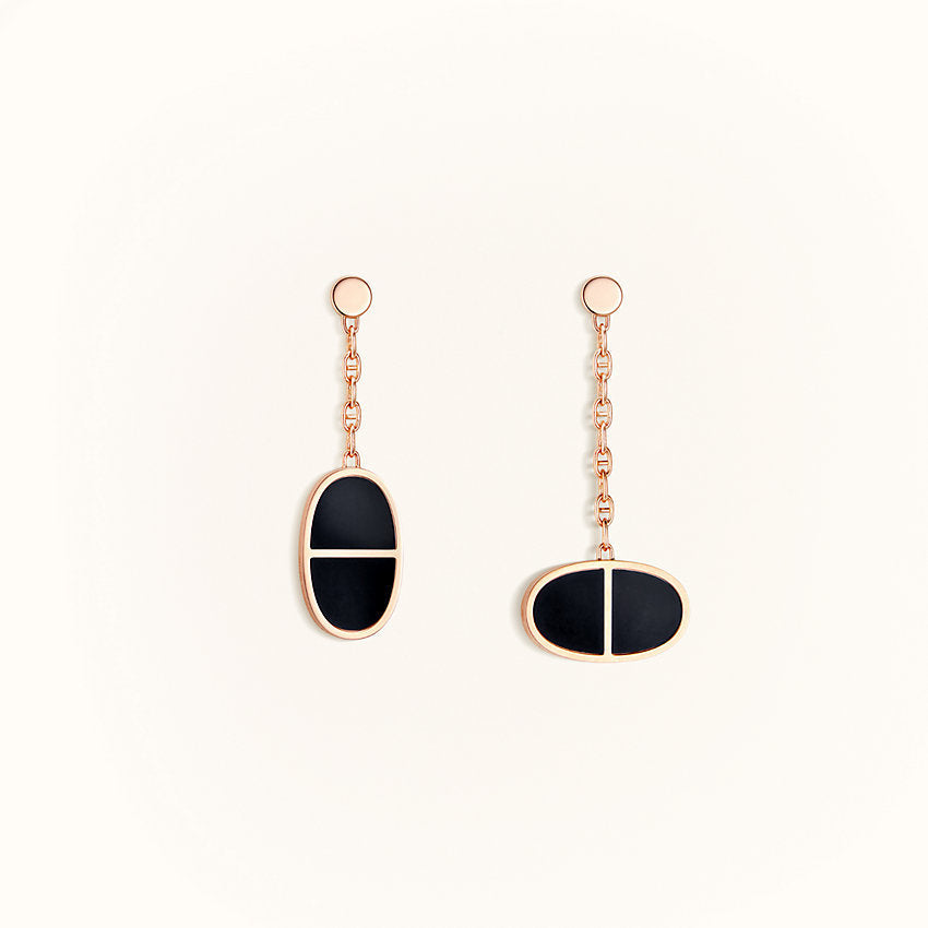 [Amore Jewels]CHAINE VERSO BLACK CERAMIC EARRINGS