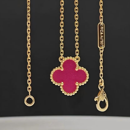 [Amore Jewels] NEW CLOVER 15MM PINK ENAMEL NECKLACE