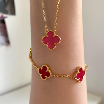 [Amore Jewels] NEW CLOVER 15MM PINK ENAMEL NECKLACE