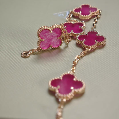 [Amore Jewels]NEW CLOVER 5 MOTIFS PINK ENAMEL BRACELET