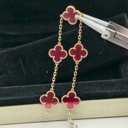 [Amore Jewels]NEW CLOVER 5 MOTIFS PINK ENAMEL BRACELET