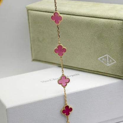 [Amore Jewels]NEW CLOVER 5 MOTIFS PINK ENAMEL BRACELET