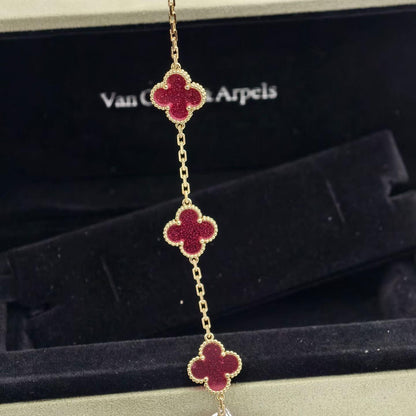 [Amore Jewels]NEW CLOVER 5 MOTIFS PINK ENAMEL BRACELET