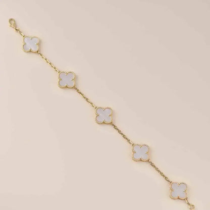 [Amore Jewels]CLOVER WHITE PEARL MOP 5 MOTIF BRACELET COLLECTION