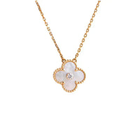 [Amore Jewels]CLOVER 15MM DIAMOND WHITE FRITILLARIA NECKLACE