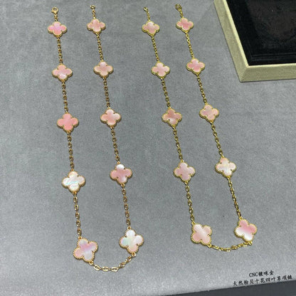 [Amore Jewels]CLOVER 10 MOTIFS PINK MOP NECKLACE