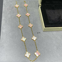 [Amore Jewels]CLOVER 10 MOTIFS PINK MOP NECKLACE
