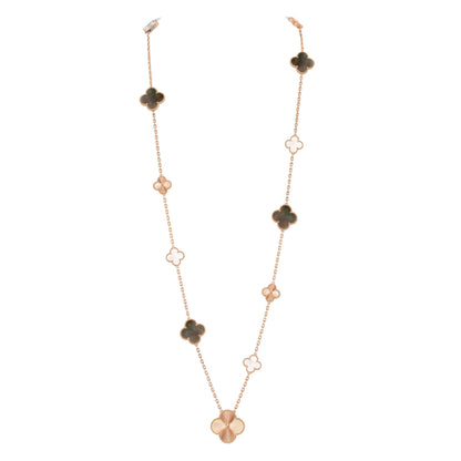 [Amore Jewels]DETACHABLE CLOVER 15(11+4) FLOWER ROSE GOLD NECKLACE SET