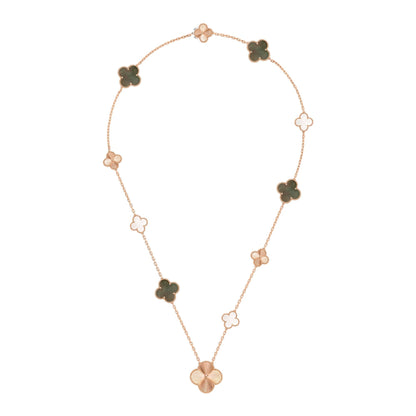 [Amore Jewels]DETACHABLE CLOVER 15(11+4) FLOWER ROSE GOLD NECKLACE SET