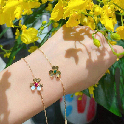 [Amore Jewels]FRIVOLE GOLD FLOWER PINK MALACHITE BRACELET
