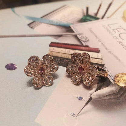 [Amore Jewels]FRIVOLE PINK GOLD FLOWER DIAMOND EARRINGS