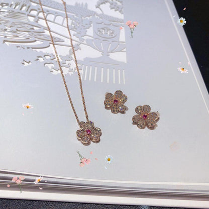 [Amore Jewels]FRIVOLE PINK GOLD FLOWER DIAMOND EARRINGS