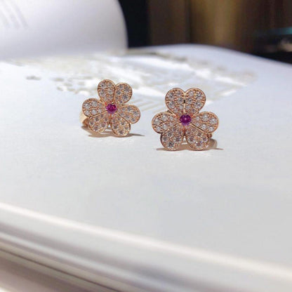 [Amore Jewels]FRIVOLE PINK GOLD FLOWER DIAMOND EARRINGS