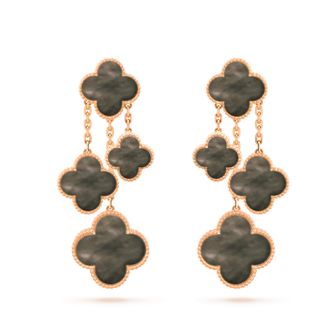 [Amore Jewels]CLOVER EARRINGS DARK MOP 4 MOTIFS ROSE GOLD