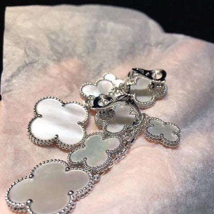 [Amore Jewels]CLOVER EARRINGS WHITE MOP 4 MOTIFS SILVER