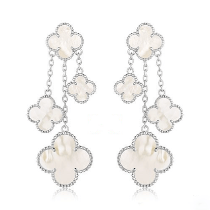 [Amore Jewels]CLOVER EARRINGS WHITE MOP 4 MOTIFS SILVER