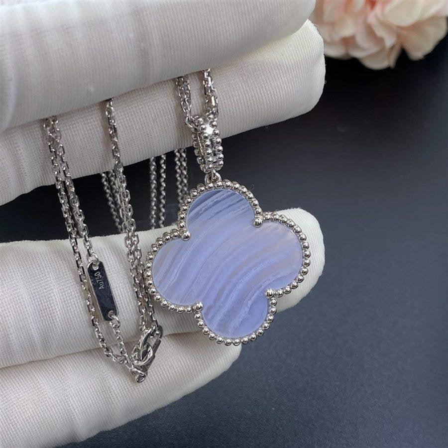[Amore Jewels]CLOVER SILVER CHALCEDONY BIG CLOVER NECKLACE