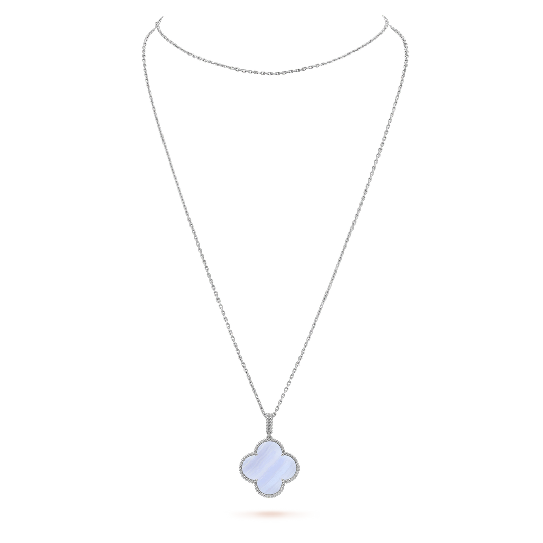 [Amore Jewels]CLOVER SILVER CHALCEDONY BIG CLOVER NECKLACE