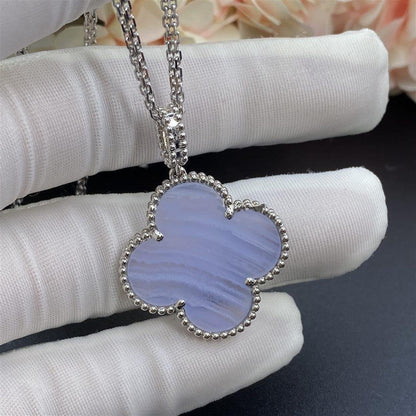 [Amore Jewels]CLOVER SILVER CHALCEDONY BIG CLOVER NECKLACE