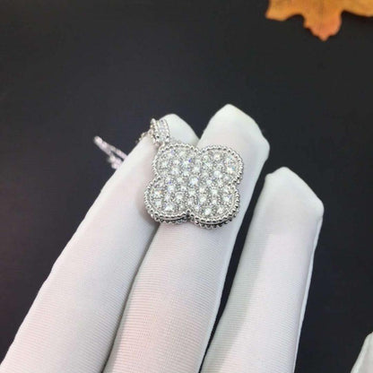 [Amore Jewels]CLOVER 25MM SILVER FULL DIAMOND BIG CLOVER NECKLACE
