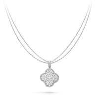 [Amore Jewels]CLOVER 25MM SILVER FULL DIAMOND BIG CLOVER NECKLACE