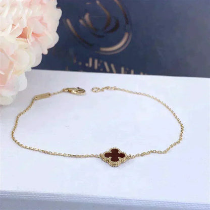 [Amore Jewels]CLOVER  CARNELIAN SINGLE FLOWER BRACELET
