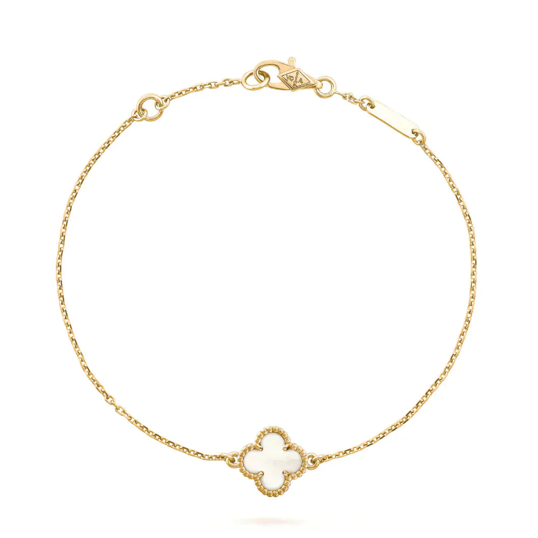 [Amore Jewels]CLOVER WHITE MOP SINGLE FLOWER BRACELET