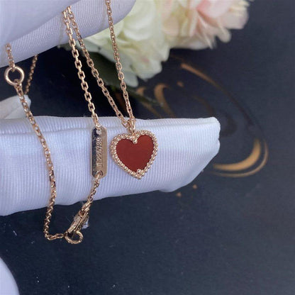 [Amore Jewels]SWEET CLOVER CARNELIAN HEART NECKLACE