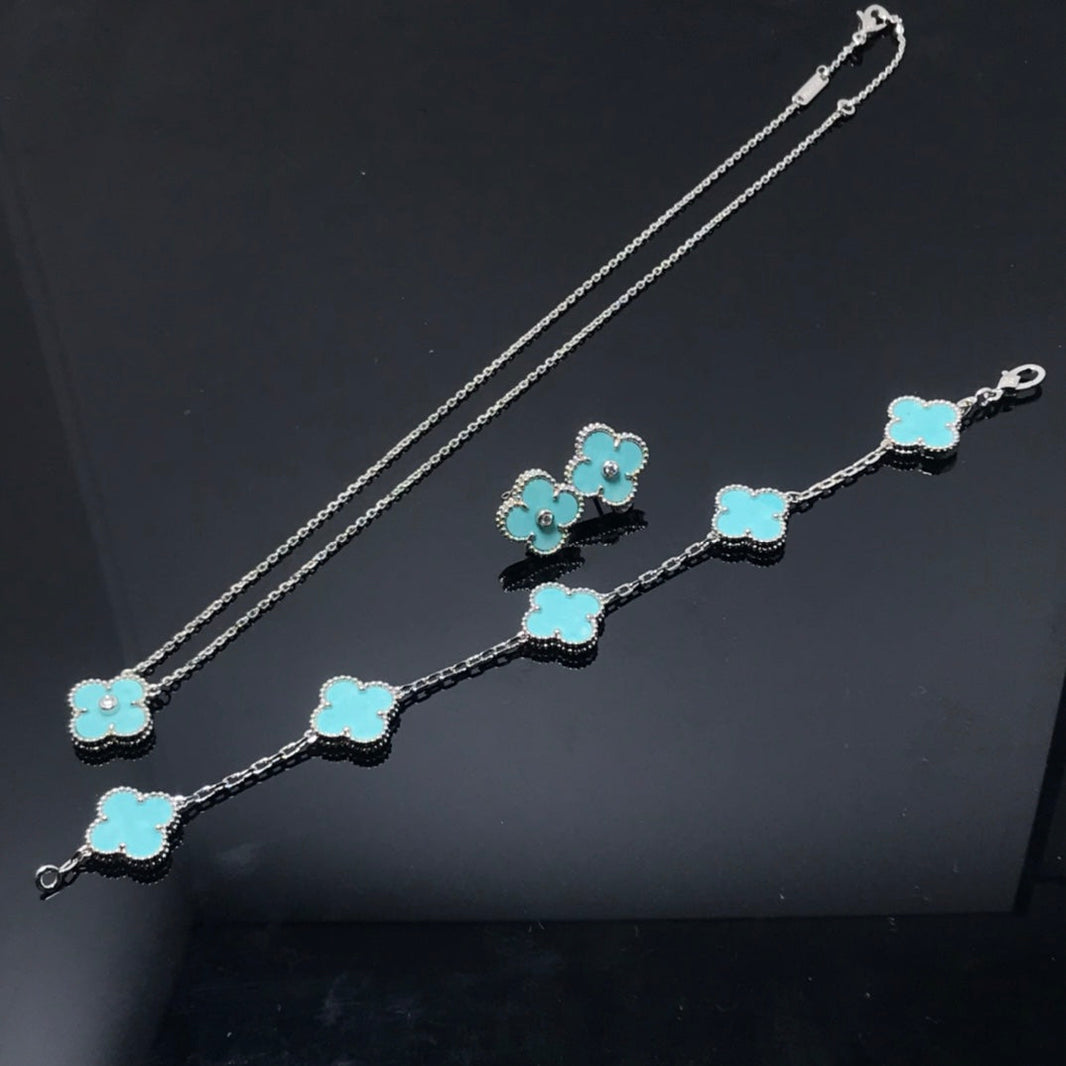[Amore Jewels]CLOVER 1 DIAMOND BLUE SKY SILVER EARRINGS