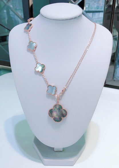 [Amore Jewels]COMBINED BRACELET 5 MOTIFS AND NECKLACE DARK MOP ROSE GOLD