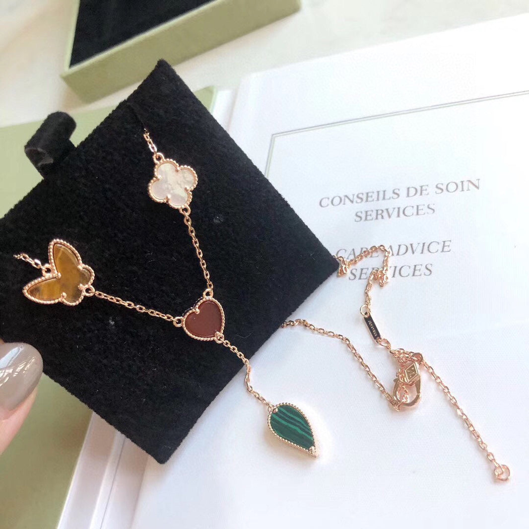 [Amore Jewels]LUCKY SPRING 4 MOTIFS ROSE GOLD NECKLACE