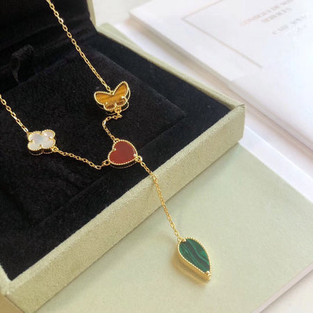 [Amore Jewels]LUCKY SPRING 4 MOTIFS ROSE GOLD NECKLACE