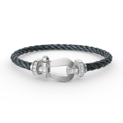 [Amore Jewels]FORCE LARGE HORSESHOE HALF DIAMOND BRACELET SILVER
