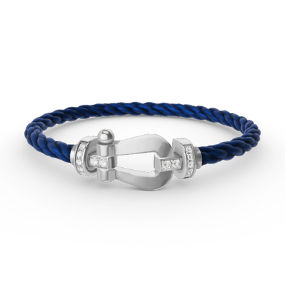 [Amore Jewels]FORCE LARGE HORSESHOE HALF DIAMOND BRACELET SILVER
