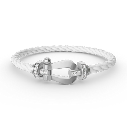 [Amore Jewels]FORCE LARGE HORSESHOE HALF DIAMOND BRACELET SILVER